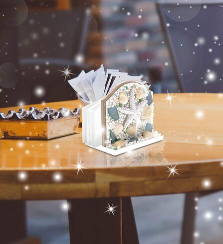 CoTa Global Oceanic Napkin Holder for Table - Nautical Collection Napkin Holders for Kitchen Table, Starfish and Seashell Paper Napkins Holder for Dining Table, Wood Coastal Coffee Table Napkin Holder in Kuwait