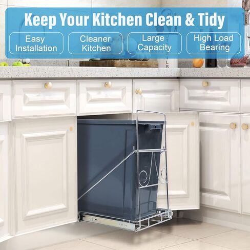 facertuey سحب سلة المهملات تحت الخزانة، سلة المهملات في الخزانة يمكن أن تتدحرج على رف منزلق، رف منزلق قابل للتعديل لعلبة النفايات تحت حوض المطبخ، لا يمكن تضمين سلة المهملات in Kuwait