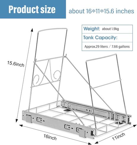 facertuey سحب سلة المهملات تحت الخزانة، سلة المهملات في الخزانة يمكن أن تتدحرج على رف منزلق، رف منزلق قابل للتعديل لعلبة النفايات تحت حوض المطبخ، لا يمكن تضمين سلة المهملات in Kuwait
