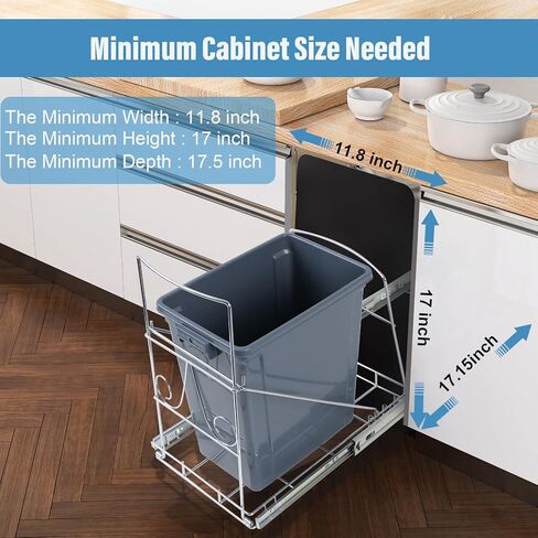 facertuey سحب سلة المهملات تحت الخزانة، سلة المهملات في الخزانة يمكن أن تتدحرج على رف منزلق، رف منزلق قابل للتعديل لعلبة النفايات تحت حوض المطبخ، لا يمكن تضمين سلة المهملات in Kuwait