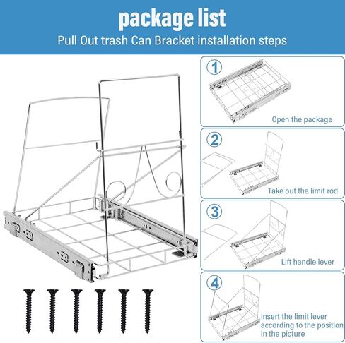 facertuey سحب سلة المهملات تحت الخزانة، سلة المهملات في الخزانة يمكن أن تتدحرج على رف منزلق، رف منزلق قابل للتعديل لعلبة النفايات تحت حوض المطبخ، لا يمكن تضمين سلة المهملات in Kuwait