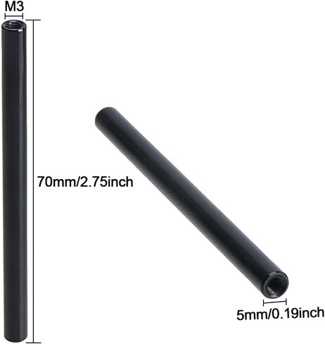 YXQ M3x70mm عمود فاصل مستدير من الألومنيوم برأس عريض عمود فاصل لأجزاء DIY RC/FPV/CNC/طائرة بدون طيار متعددة المروحيات باللون الأسود، 10 قطع in Saudi Arabia