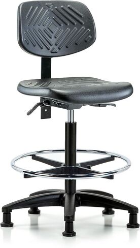 LabTech Seating LT43731 High Bench Chair, Polyurethane, Nylon Base - Tilt, Chrome Foot Ring, Glides in Saudi Arabia