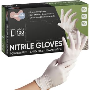Disposable Nitrile Gloves, White, Small, 4mil, 4.6g Thickness Powder Free Medical Exam Food Grade (100pcs) For woman in Saudi Arabia