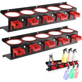 Spray Bottle Rack - Spray Bottle Wall Rack, Auto Cleaning Detailing Tools, Can Holder Storage Rack Organizer Wall Mounted Aerosol Bottle Organizer with 5 Holes and 5 Hanging Hooks