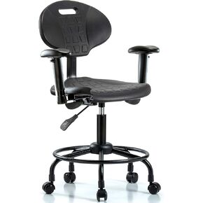 LabTech Seating LT43875 Tulip Desk Height Chair, Polyurethane, Round Tube Base -Arms, Casters in Saudi Arabia
