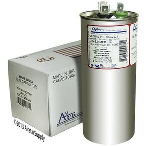 USA Made Replacement - 70 + 5 uf/Mfd Round Dual Universal Run Capacitor Replacement Amrad USA2221 Replacement - Used for 370 or 440 VAC in Saudi Arabia