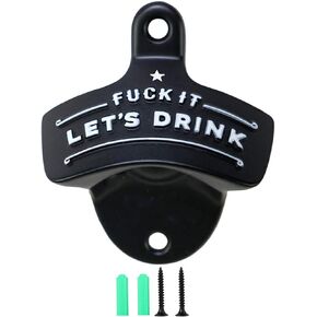 Bottle Opener Wall Mounted, Christmas Funny Wall Mount Bottle Opener for Men Dad Beer Lovers,Novelty Birthday Fathers Day with Mounting Screws Wall Anchors（1 Pack)
