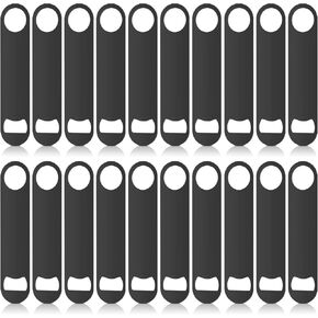 Pack of 20 Flat Bottle Opener Stainless Steel Beer Openers Bottle Opener Blanks Heavy Duty Bar Funny Bartender Bottle Opener for Men Women Kitchen Party Supplies, 7 Inch(Black)