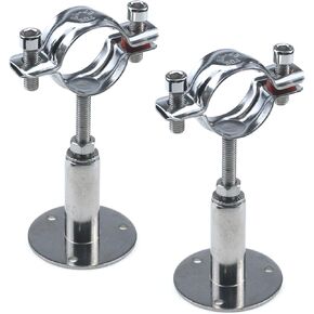 2 Pcs Stainless Steel Wall Mount Ceiling Mount Pipe Supports, Adjustable Pipe Bracket Clamp Pipe Strap for Dia 3/4 Inch Pipe Tube