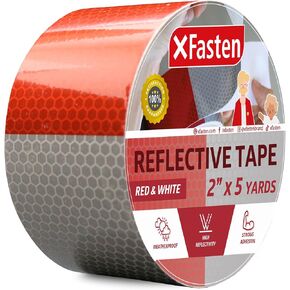 شريط عاكس XFasten، أبيض وفضي، 5.08 سم × 5 ياردات - كثافة عالية - شريط أمان DOT-C2 عاكس مقطورة واضح مقاوم للماء in Kuwait