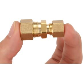Litorange 6 Pack Metals Brass Tube Fitting Fuel Brake Line Adapter Compression Union 3/8" x 3/8" Tube OD