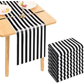 15 Packs Checkered Table Runner Polyester Classic Black and White Checkerboard Racing Road Theme Tablecloth for Indoor Outdoor Events,Wedding,Birthday Parties,Banquets and Celebrations (12 x 108Inch)