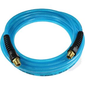 Coilhose Pneumatics PFE50504T Flexeel Reinforced Polyurethane Air Hose, 5/16-Inch ID, 50-Foot Length with (2) 1/4-Inch MPT Reusable Strain Relief Fittings, Transparent Blue in Saudi Arabia