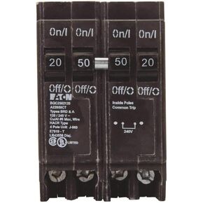 EATON GIDDS-605833 605833 قاطع رباعي واحد 2 قطب 50 أمبير واثنين 1 قطب 20 أمبير رحلة مشتركة in Saudi Arabia