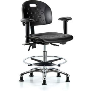 LabTech Seating LT42803 مقبض كرسي مقعد متوسط، بولي يوريثين، قاعدة من الكروم - حلقة للأذرع/القدم، تنزلق in Kuwait