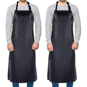 Homsolver 2Pack Waterproof Rubber Vinyl Apron Chemical Resistant Apron with Adjustable Butcher Aprons for Dishwashing