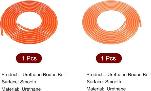 Uxcell 10ft 5 مللي متر 6 مللي متر PU نقل حزام مستدير عالية الأداء يوريتان سيور برتقالي لآلة ربط الناقل مجفف 2 قطعة in Kuwait