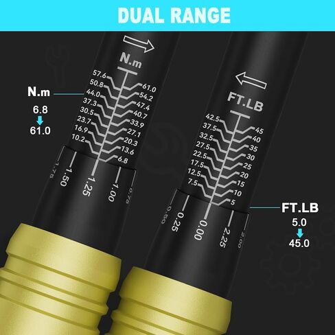 1-Inch Drive Click Torque Wrench, 200-1200 Ft-Lb/271-1626 Nm, Dual-Direction Torque Wrench, 48-Tooth Dual Range Scales Torque Wrench with Quick Release Reversible Head for Car Truck Tractor in Kuwait