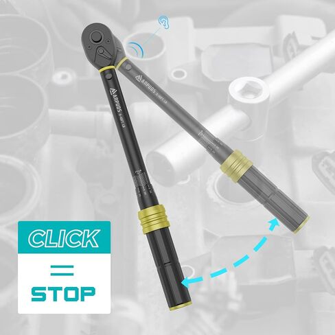 1-Inch Drive Click Torque Wrench, 200-1200 Ft-Lb/271-1626 Nm, Dual-Direction Torque Wrench, 48-Tooth Dual Range Scales Torque Wrench with Quick Release Reversible Head for Car Truck Tractor in Kuwait