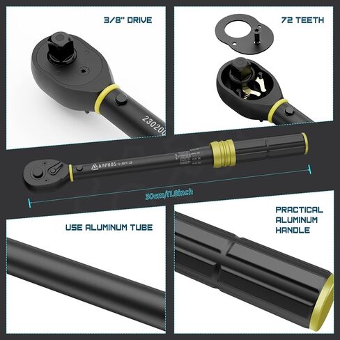 1-Inch Drive Click Torque Wrench, 200-1200 Ft-Lb/271-1626 Nm, Dual-Direction Torque Wrench, 48-Tooth Dual Range Scales Torque Wrench with Quick Release Reversible Head for Car Truck Tractor in Kuwait