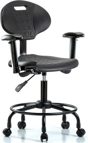 LabTech Seating LT43875 Tulip Desk Height Chair, Polyurethane, Round Tube Base -Arms, Casters in Saudi Arabia