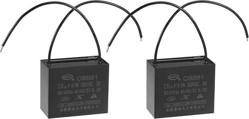 uxcell Ceiling Fan Capacitor CBB61 15uF 350V AC 2 Wires Metallized Polypropylene Film Capacitor 58x48x30mm for Electric Fan Pump Motor Generator 2Pcs in Saudi Arabia