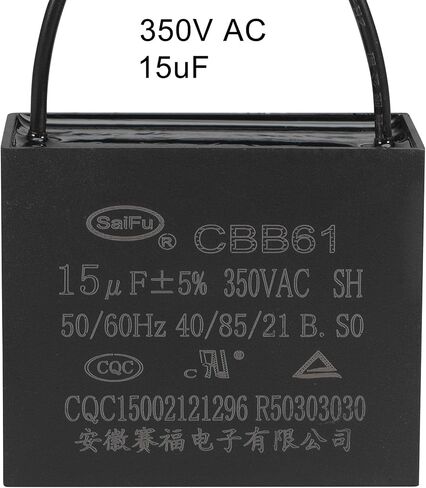 uxcell Ceiling Fan Capacitor CBB61 15uF 350V AC 2 Wires Metallized Polypropylene Film Capacitor 58x48x30mm for Electric Fan Pump Motor Generator 2Pcs in Saudi Arabia