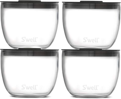 S'well Glass Meal Prep Bowls, Set of 4, 12 oz Leakproof Lids, Microwave and Dishwasher Safe, BPA-Free in Saudi Arabia