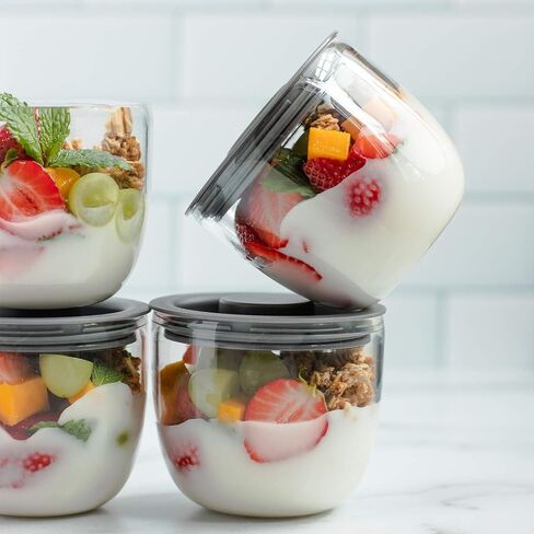 S'well Glass Meal Prep Bowls, Set of 4, 12 oz Leakproof Lids, Microwave and Dishwasher Safe, BPA-Free in Saudi Arabia