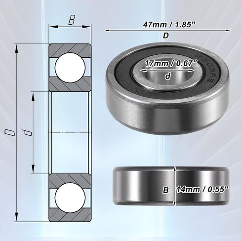 ACROPIX 6303-2RS محامل مزدوجة المطاط مختومة الكرات الأخدود العميق 17x47x14mm لهجة فضية - حزمة من 10 in Saudi Arabia