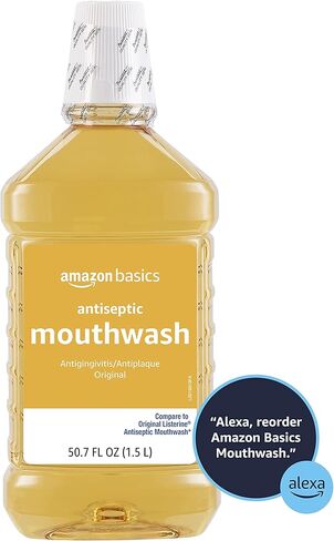 Amazon Basics Antiseptic Mouthwash, Original Flavor, 1 Liter, 33.8 Fl Oz (Pack of 1) (Previously Solimo) in Kuwait