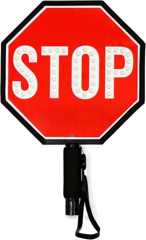 مجداف إيقاف LED مقاس 12 بوصة من SmartSign، بطارية قابلة لإعادة الشحن وشاحن، لافتة محمولة باليد عاكسة على الوجهين مع مقبض، أوضاع إضاءة ثابتة/وامضة، ألومنيوم مقاوم للصدأ، قبضة مبطنة بالإسفنج، عبوة من قطعة واحدة in Kuwait