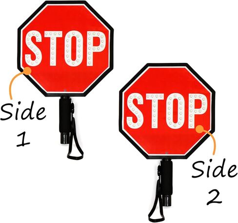 مجداف إيقاف LED مقاس 12 بوصة من SmartSign، بطارية قابلة لإعادة الشحن وشاحن، لافتة محمولة باليد عاكسة على الوجهين مع مقبض، أوضاع إضاءة ثابتة/وامضة، ألومنيوم مقاوم للصدأ، قبضة مبطنة بالإسفنج، عبوة من قطعة واحدة in Kuwait