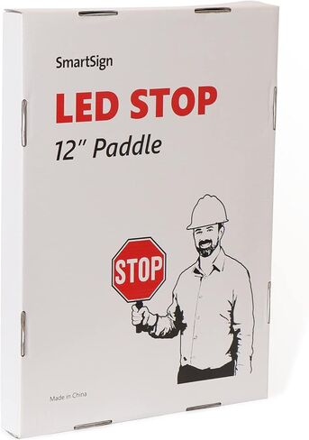 مجداف إيقاف LED مقاس 12 بوصة من SmartSign، بطارية قابلة لإعادة الشحن وشاحن، لافتة محمولة باليد عاكسة على الوجهين مع مقبض، أوضاع إضاءة ثابتة/وامضة، ألومنيوم مقاوم للصدأ، قبضة مبطنة بالإسفنج، عبوة من قطعة واحدة in Kuwait