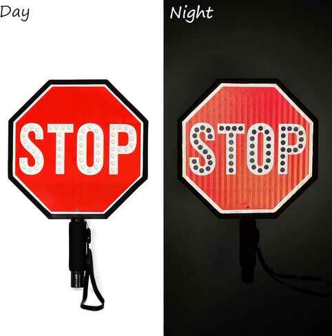 مجداف إيقاف LED مقاس 12 بوصة من SmartSign، بطارية قابلة لإعادة الشحن وشاحن، لافتة محمولة باليد عاكسة على الوجهين مع مقبض، أوضاع إضاءة ثابتة/وامضة، ألومنيوم مقاوم للصدأ، قبضة مبطنة بالإسفنج، عبوة من قطعة واحدة in Kuwait