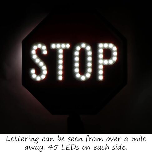 مجداف إيقاف LED مقاس 12 بوصة من SmartSign، بطارية قابلة لإعادة الشحن وشاحن، لافتة محمولة باليد عاكسة على الوجهين مع مقبض، أوضاع إضاءة ثابتة/وامضة، ألومنيوم مقاوم للصدأ، قبضة مبطنة بالإسفنج، عبوة من قطعة واحدة in Kuwait