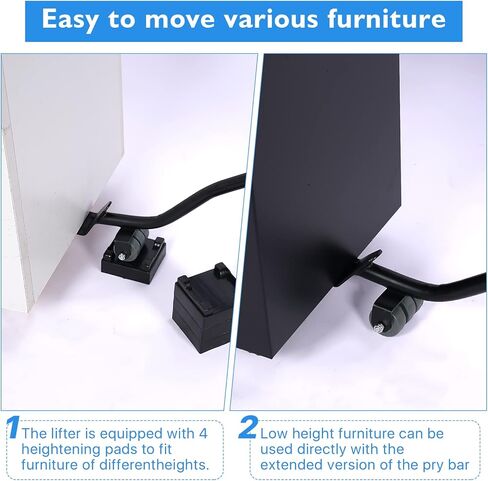 محركات دوللي للأثاث الثقيل مع مجموعة رافع، دوللي متحركة بدوران 360 درجة، 4 قطع من الفولاذ المطاطي مقاس 9 بوصة، أربع دوللي، سهلة تحريك الأثاث الثقيل بسعة تحميل 1100 رطل، مناسبة للأريكة والطاولة وما إلى ذلك in Kuwait