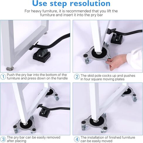 محركات دوللي للأثاث الثقيل مع مجموعة رافع، دوللي متحركة بدوران 360 درجة، 4 قطع من الفولاذ المطاطي مقاس 9 بوصة، أربع دوللي، سهلة تحريك الأثاث الثقيل بسعة تحميل 1100 رطل، مناسبة للأريكة والطاولة وما إلى ذلك in Kuwait