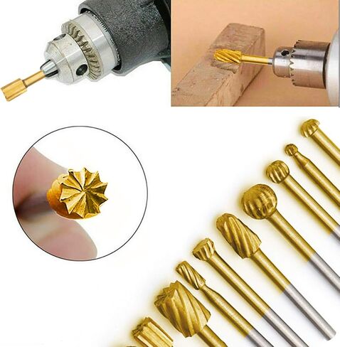 10Pcs HSS Router Carbide Engraving Bits & 10Pcs Router Bit with 1/8"(3mm) Shank Power Rotary Tools for DIY Woodworking, Carving, Sculpting, Engraving, Drilling. in Kuwait
