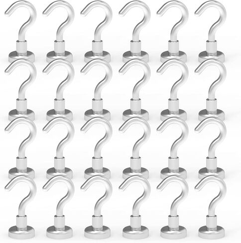 خطافات مغناطيسية سوداء من THCMagorilla، خطافات مغناطيسية قوية من النيوديميوم النادرة لمفاتيح الشواء والثلاجة والثلاجة والسبورة البيضاء والمطبخ ومعطف معلق داخلي ومكتب 22 رطل أسود، حزمة من 24 قطعة in Kuwait