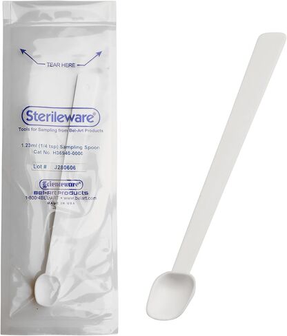 SP Bel-Art Sterileware Long Handle Sterile Sampling Spoon; 1.23ml (¼TSP), Plastic, Individually Wrapped (Pack of 10) (H36940-0010) in Kuwait