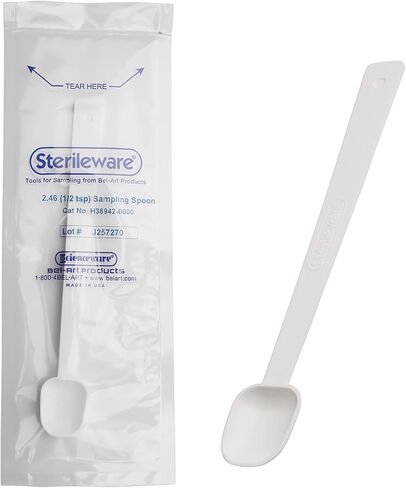 SP Bel-Art Sterileware Long Handle Sterile Sampling Spoon; 1.23ml (¼TSP), Plastic, Individually Wrapped (Pack of 10) (H36940-0010) in Kuwait