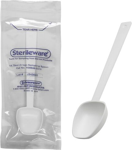 SP Bel-Art Sterileware Long Handle Sterile Sampling Spoon; 1.23ml (¼TSP), Plastic, Individually Wrapped (Pack of 10) (H36940-0010) in Kuwait