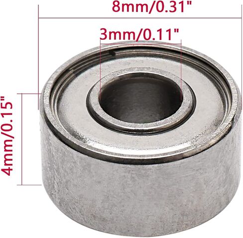 3x8x4mm Miniature Steel Bearing Skateboard Deep Groove Ball Bearings Pack of 10 in Saudi Arabia