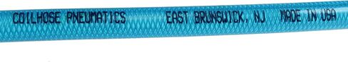 Coilhose Pneumatics PFE50504T Flexeel Reinforced Polyurethane Air Hose, 5/16-Inch ID, 50-Foot Length with (2) 1/4-Inch MPT Reusable Strain Relief Fittings, Transparent Blue in Saudi Arabia