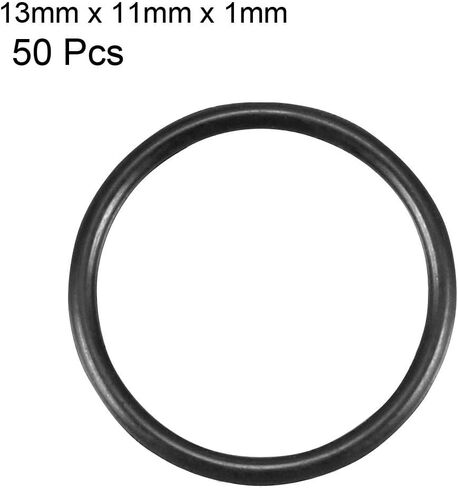 uxcell Nitrile Rubber O-Rings, 13mm OD 11mm ID 1mm Width, Metric Sealing Gasket, Pack of 50 in Saudi Arabia