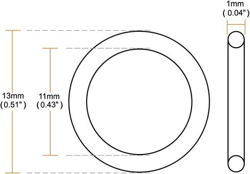 uxcell Nitrile Rubber O-Rings, 13mm OD 11mm ID 1mm Width, Metric Sealing Gasket, Pack of 50 in Saudi Arabia
