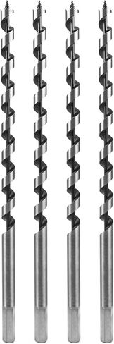 QWORK اوجير مثقاب للخشب، 4 قطع لقم مثقاب طويلة، قطر 1/2 بوصة × طول 12 بوصة، ساق سداسية 3/8 بوصة in Kuwait