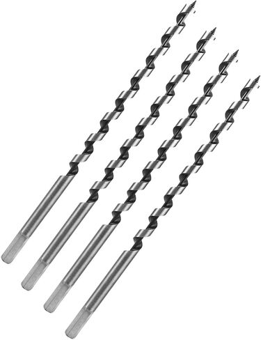 QWORK اوجير مثقاب للخشب، 4 قطع لقم مثقاب طويلة، قطر 1/2 بوصة × طول 12 بوصة، ساق سداسية 3/8 بوصة in Kuwait